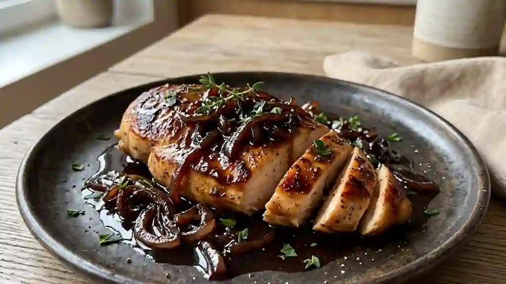 Poulet caramélisé au balsamique et échalotes - Photo de présentation