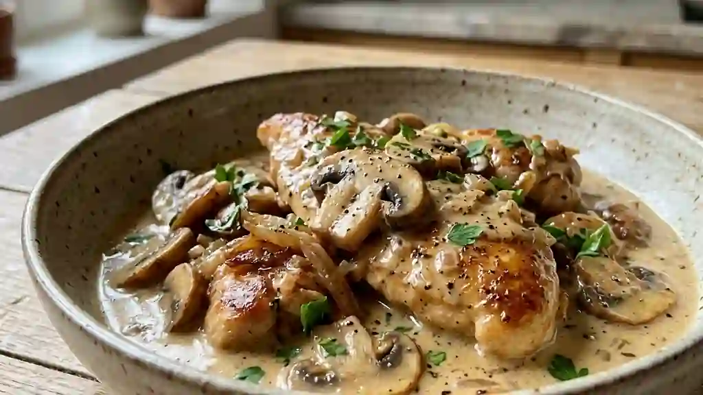 Poulet fondant au cidre et champignons - Photo de présentation