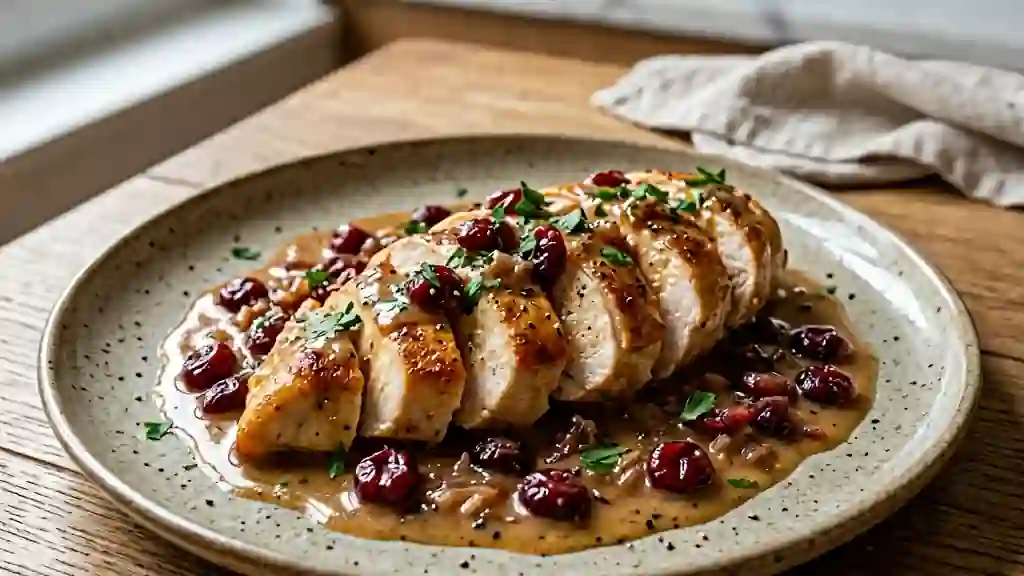 Poulet crémeux aux cranberries acidulées - Photo de présentation