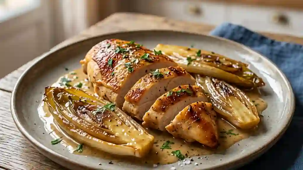 Poulet fondant aux endives caramélisées - Photo de présentation