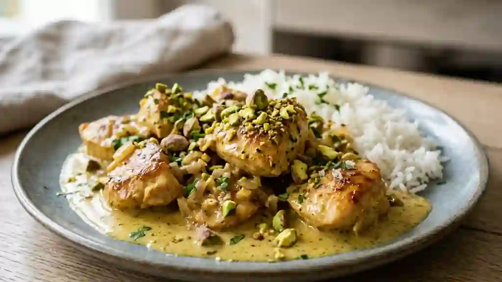 Poulet Crémeux au Curry et Pistaches Croquantes - Photo de présentation