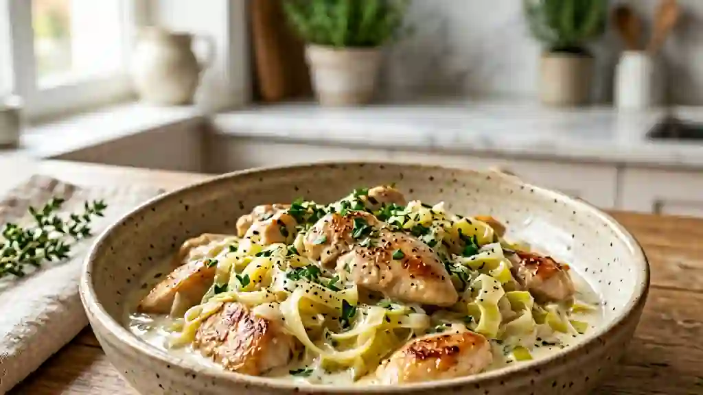 Poulet crémeux aux poireaux fondants - Photo de présentation