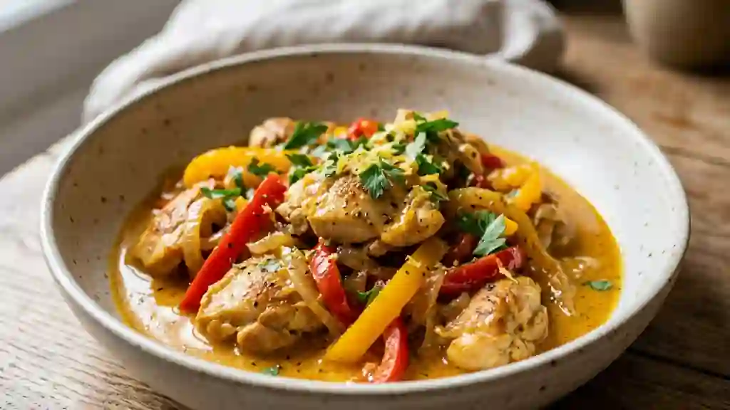 Poulet Saffrané aux Poivrons Fondants - Photo de présentation