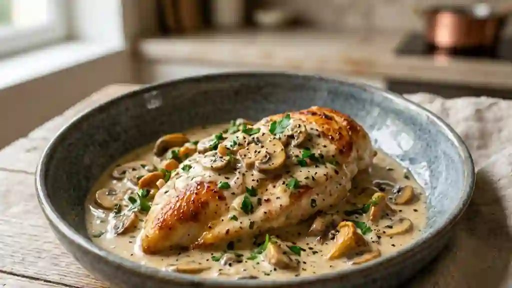 Poulet forestier onctueux aux champignons - Photo de présentation
