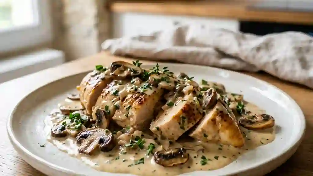 Poulet forestier onctueux aux champignons - Photo de présentation