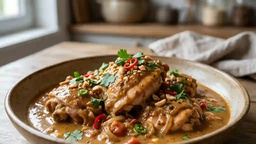 Poulet fumé et sa crème d'arachide onctueuse - Photo de présentation