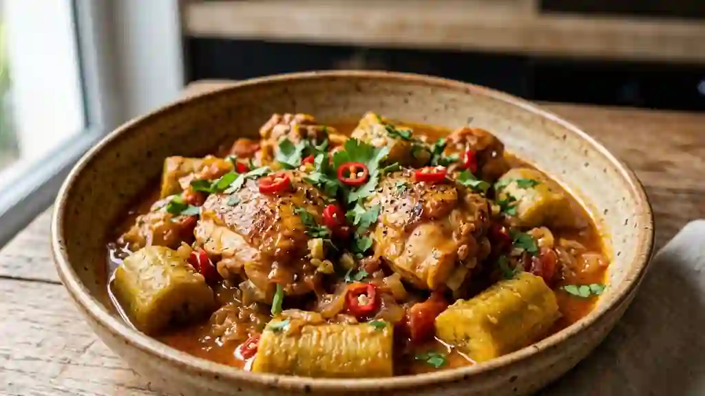 Poulet aux bananes vertes et gingembre - Photo de présentation