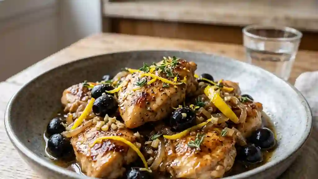 Poulet fondant aux olives et citron - Photo de présentation