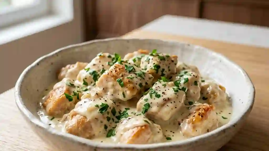 Poulet onctueux au fromage blanc et persillade - Photo de présentation