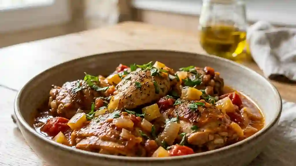 Poulet fondant aux citrons confits et herbes - Photo de présentation