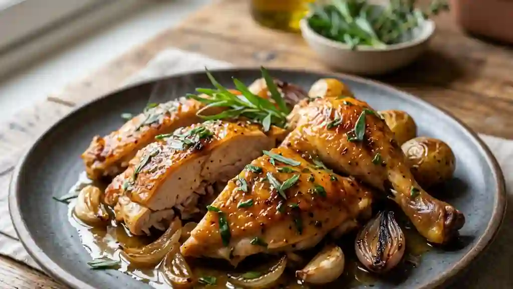 Poulet à l'estragon au beurre d'ail fondant - Photo de présentation