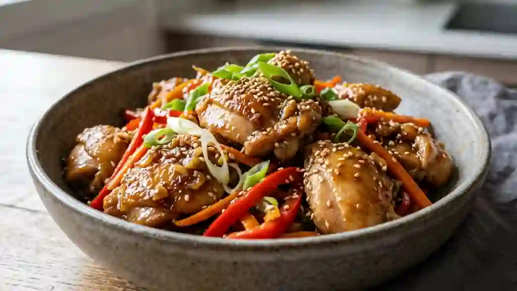 Poulet laqué au gingembre et sésame croquant - Photo de présentation