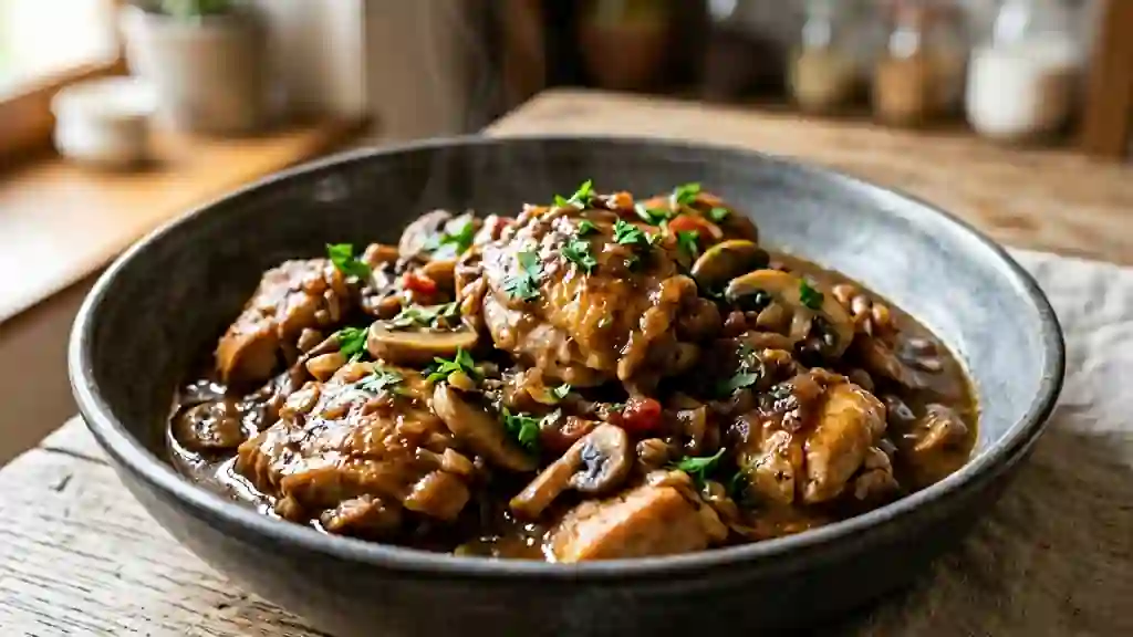 Poulet sauté chasseur aux champignons - Photo de présentation