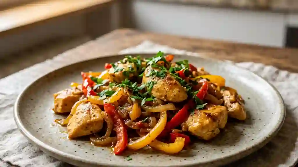 Émincé de poulet fondant aux poivrons - Photo de présentation
