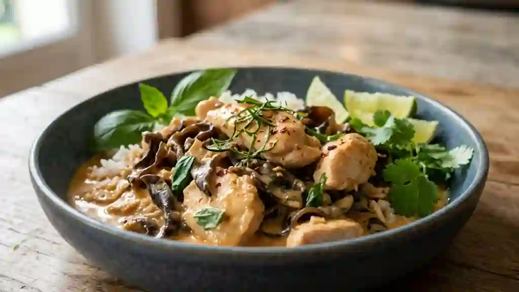 Poulet Coco Thaï au Basilic et Champignons - Photo de présentation