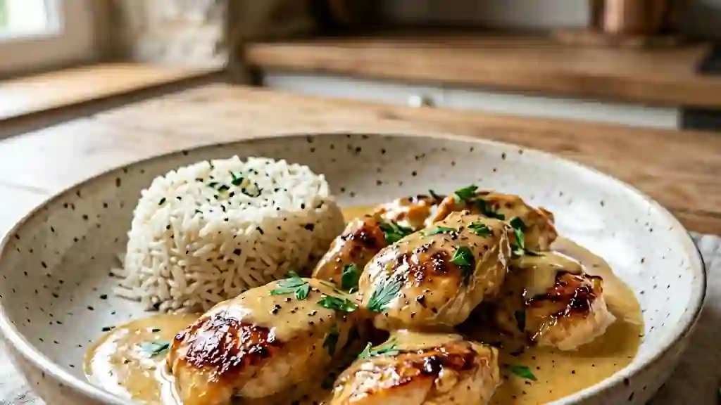 Poulet fondant sauce miel et crème - Photo de présentation