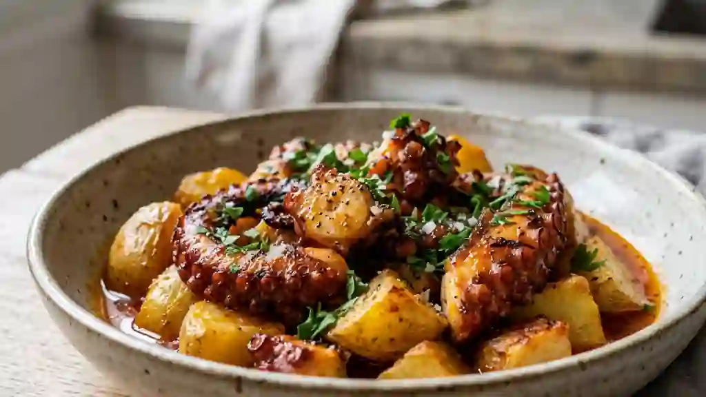 Poulpe fondant à l'huile d'olive et paprika - Photo de présentation
