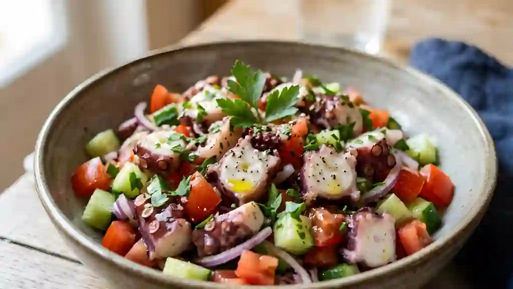 Poulpe fondant en salade acidulée - Photo de présentation