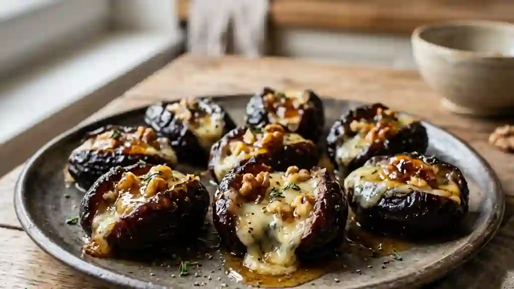 Pruneaux rôtis au roquefort et noix croquantes - Photo de présentation