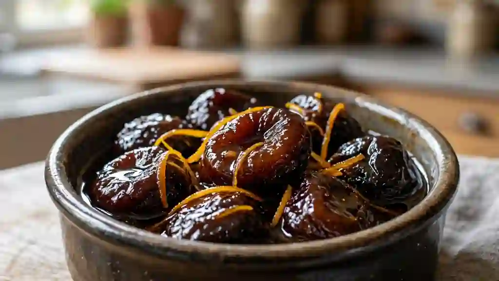 Pruneaux à l'Armagnac, sirop velouté à l'orange - Photo de présentation