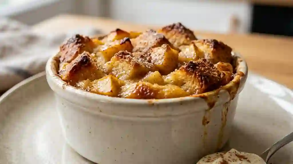 Pudding Moelleux Brioche et Pommes Caramélisées - Photo de présentation