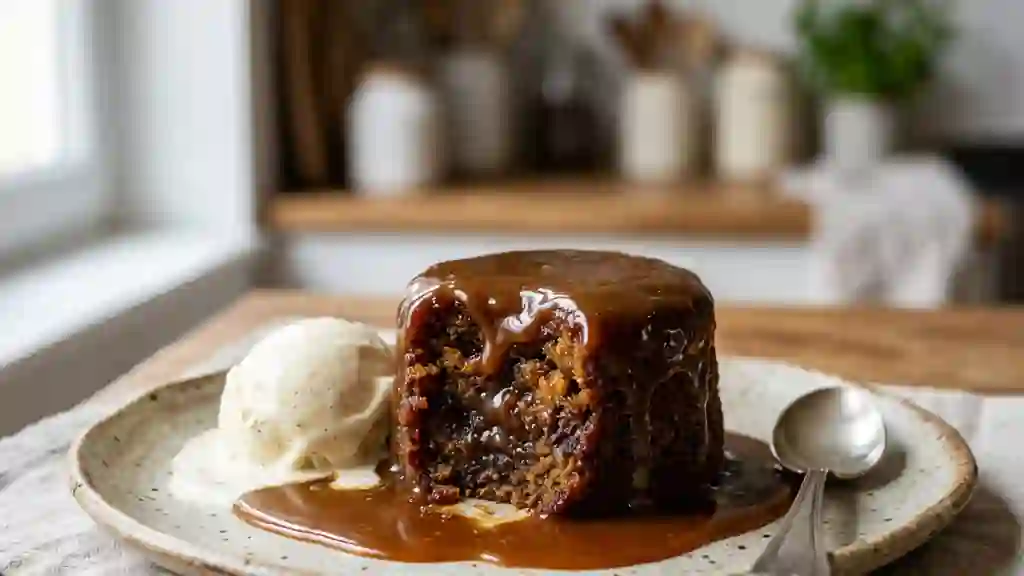 Sticky Toffee Pudding fondant au caramel onctueux - Photo de présentation
