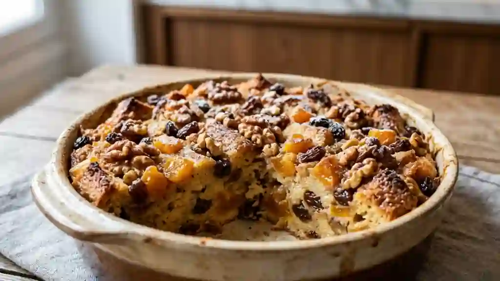 Pudding Fondant au Pain Rassis et Fruits Secs - Photo de présentation