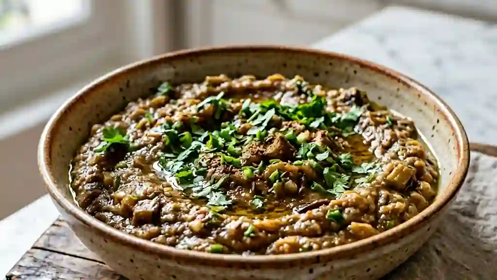 Purée d'aubergines grillées au cumin - Photo de présentation