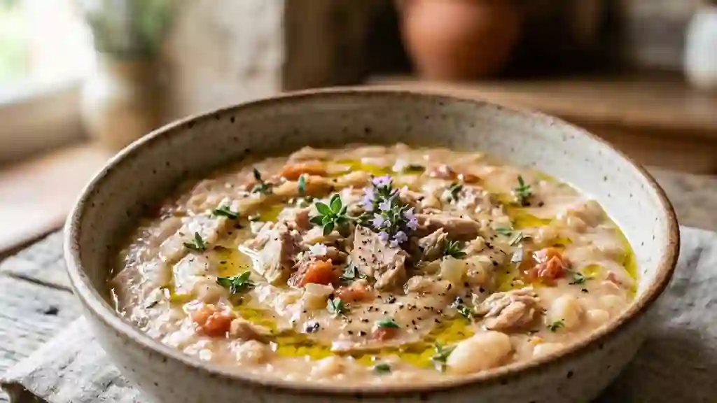 Purée crémeuse de haricots blancs au thon - Photo de présentation