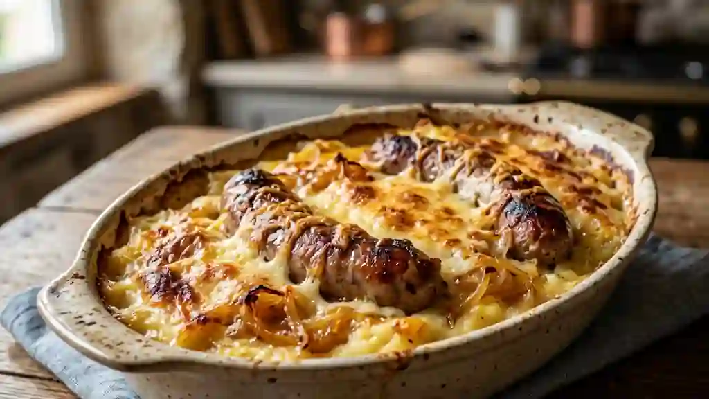 Purée Gratinée aux Oignons Doux et Saucisses - Photo de présentation