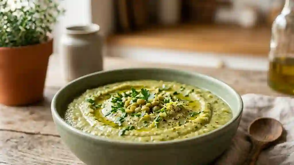 Purée de pois cassés onctueuse au bouillon - Photo de présentation
