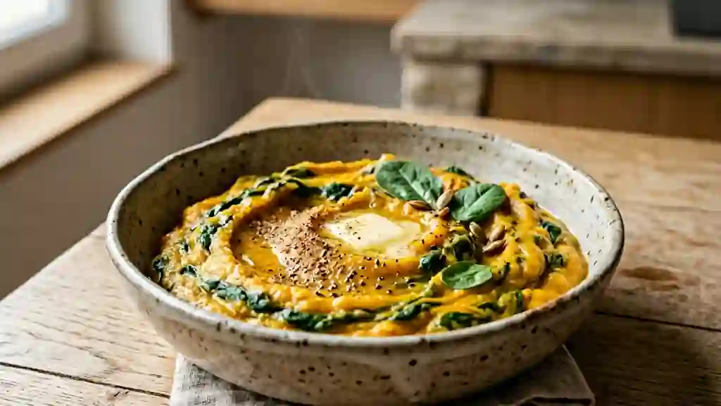 Purée Veloutée Potiron et Épinards Frais - Photo de présentation