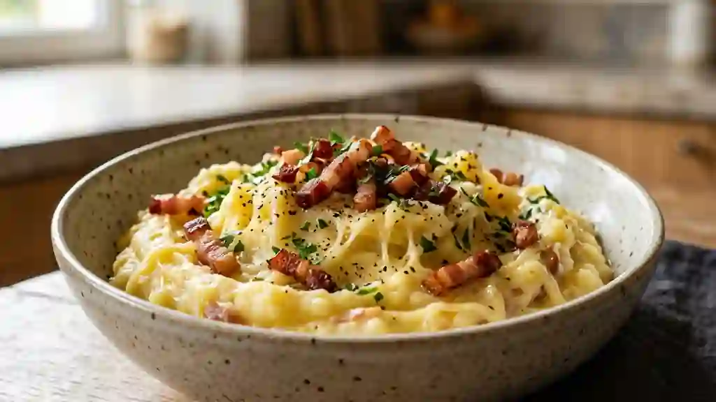 Purée savoyarde fondante et lardons grillés - Photo de présentation