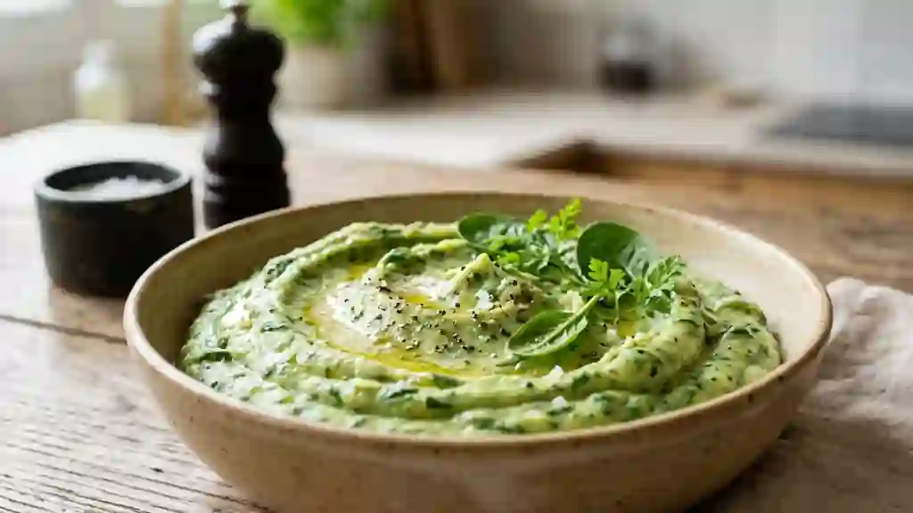 Purée onctueuse aux épinards et beurre frais - Photo de présentation