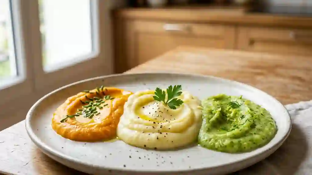 Trio de purées fondantes et colorées - Photo de présentation
