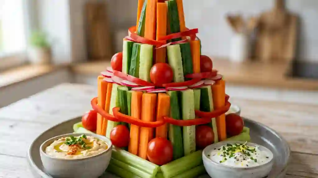 Pyramide de Crudités Croquantes et Dips Frais - Photo de présentation