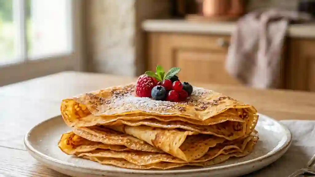 Crêpes fines et fondantes au beurre - Photo de présentation
