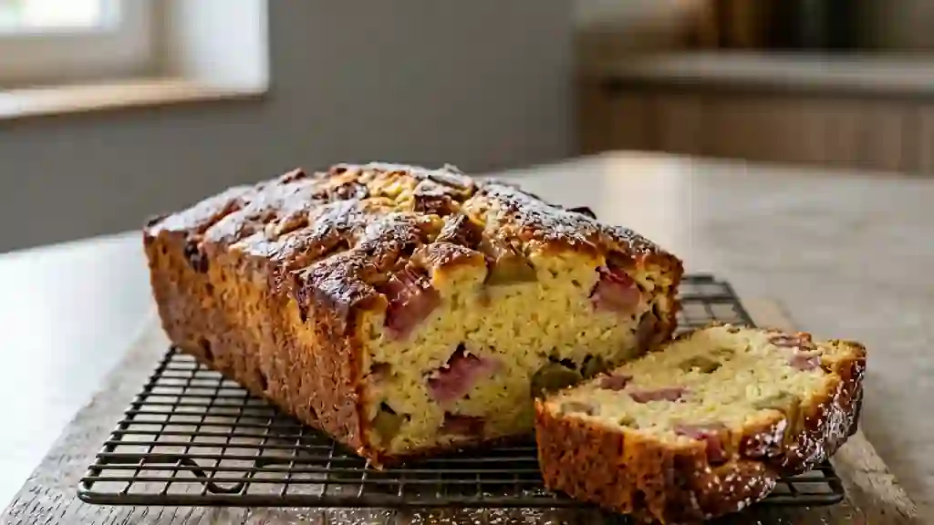 Quatre-quarts fondant à la rhubarbe acidulée - Photo de présentation