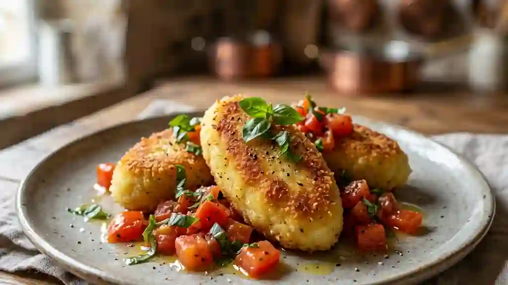 Quenelles de purée dorées au basilic - Photo de présentation