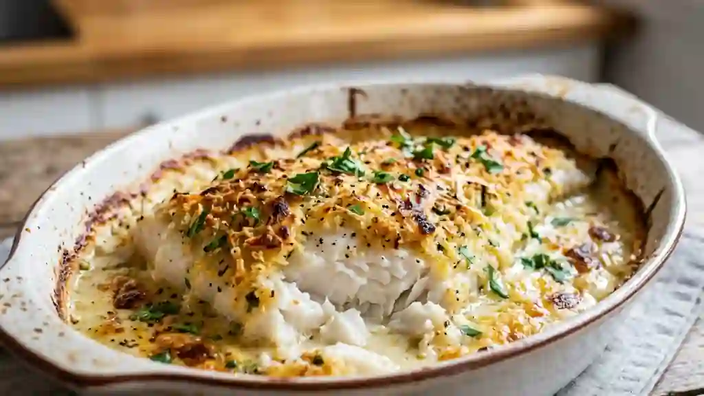 Cabillaud gratiné à la croûte d'ail - Photo de présentation