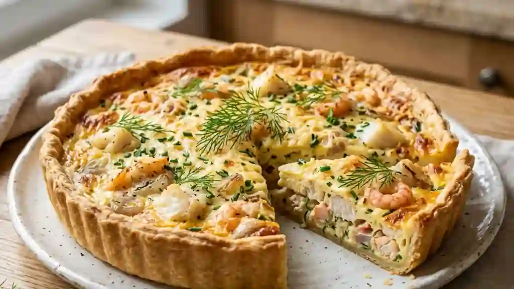 Quiche du pêcheur onctueuse aux crevettes - Photo de présentation