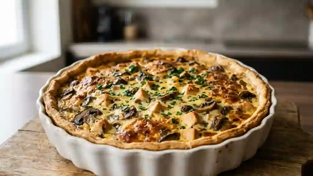 Quiche Épaisse Poulet et Champignons Fondants - Photo de présentation