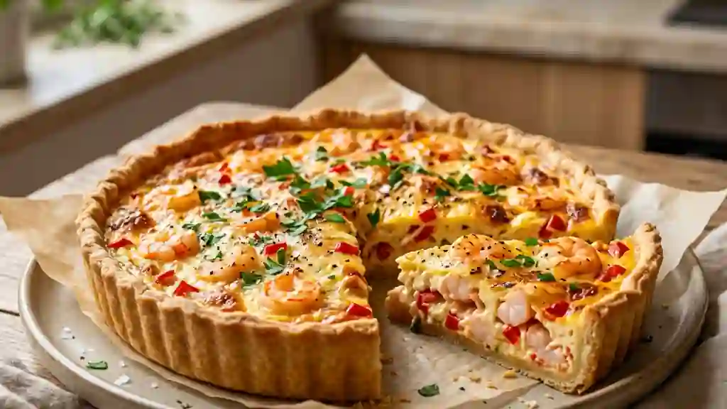 Quiche onctueuse crevettes et piment rouge - Photo de présentation