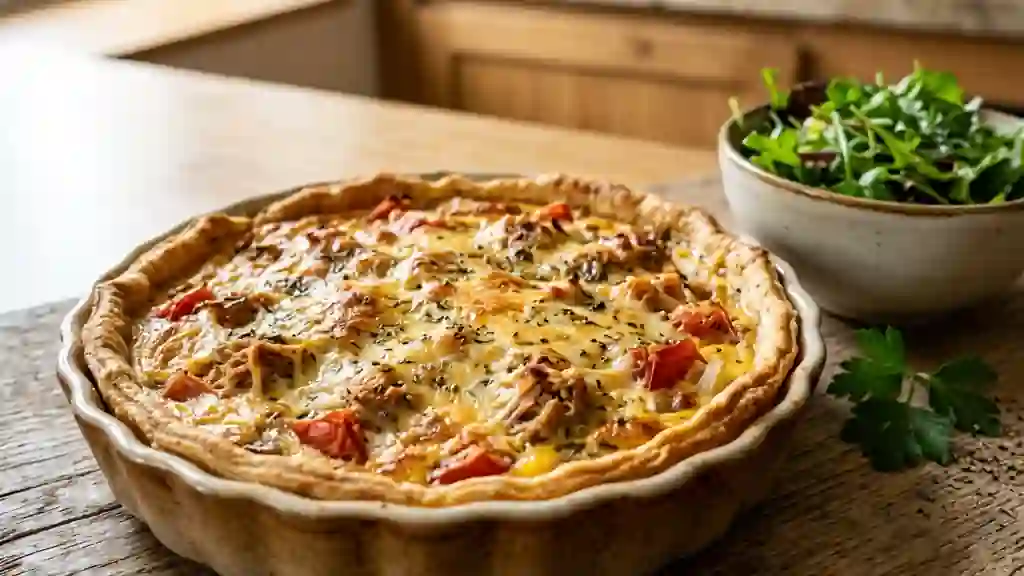 Quiche au thon fondante et tomates juteuses - Photo de présentation