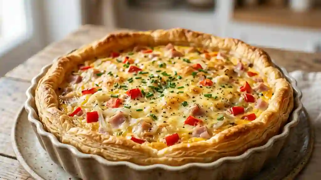 Quiche feuilletée fondante jambon poivron - Photo de présentation