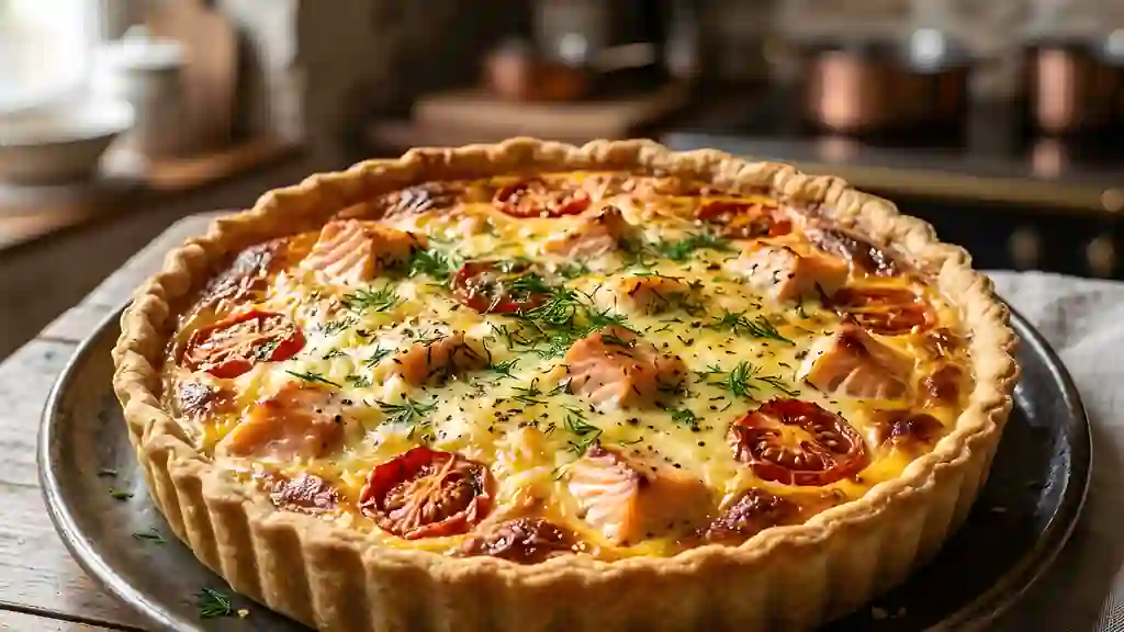Quiche au saumon, tomate et aneth - Photo de présentation