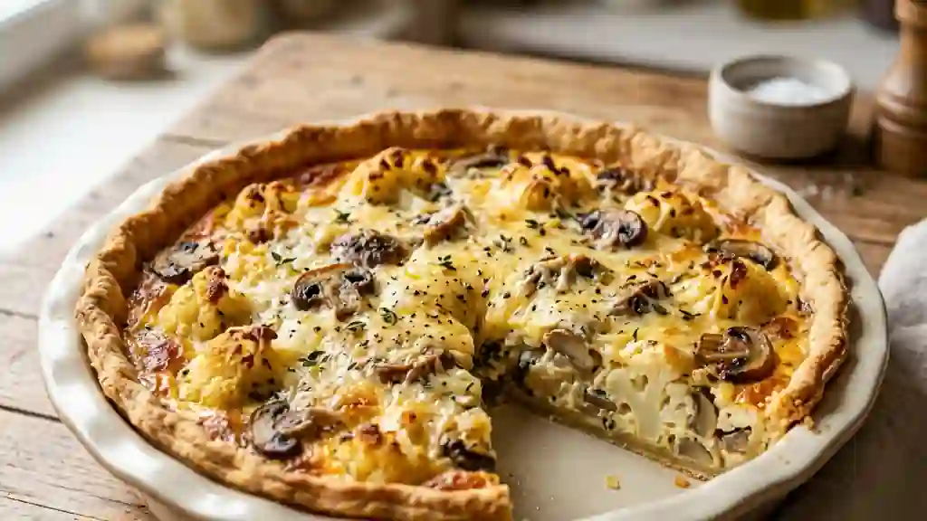 Quiche fondante chou-fleur et champignons - Photo de présentation