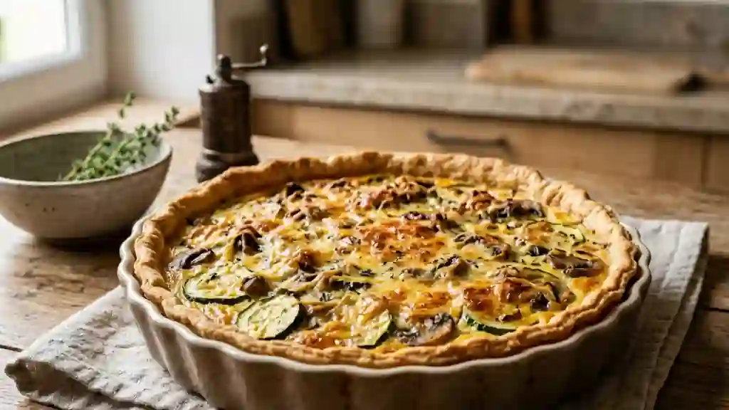 Quiche fondante courgettes et champignons - Photo de présentation