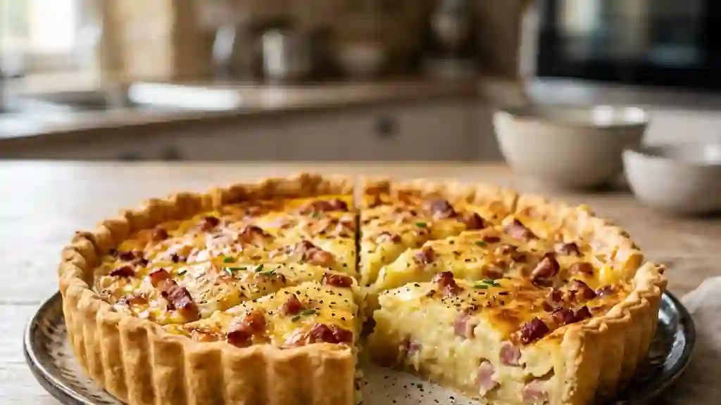 Quiche fondante purée et lardons fumés - Photo de présentation