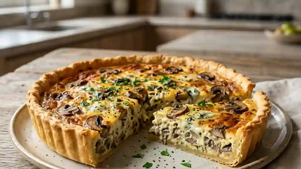 Quiche fondante au Roquefort et Champignons - Photo de présentation